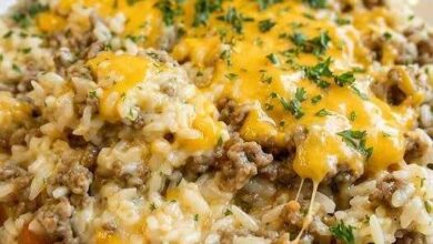 Cheesy Ground Beef & Rice Casserole