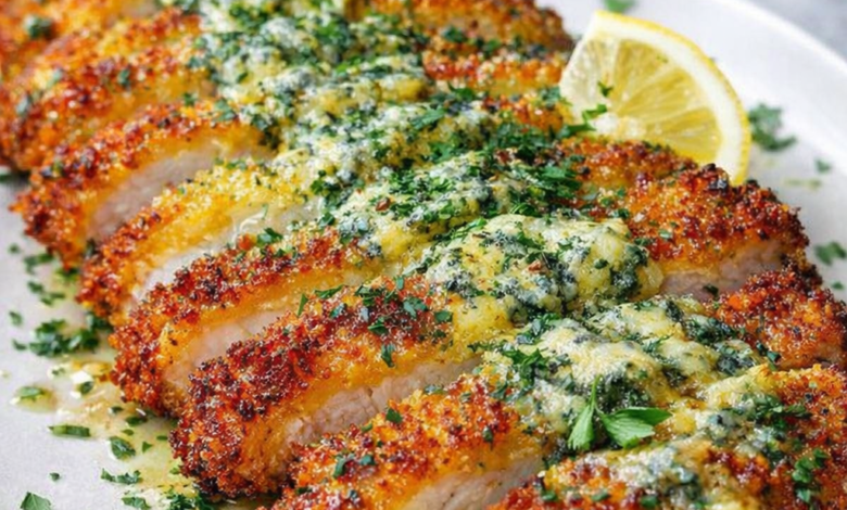 Crispy Baked Hot Honey Lemon Feta Chicken Cutlets