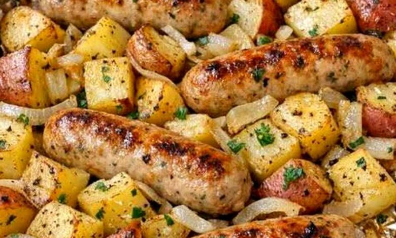 Sheet Pan Italian Chicken Sausages and Potatoes