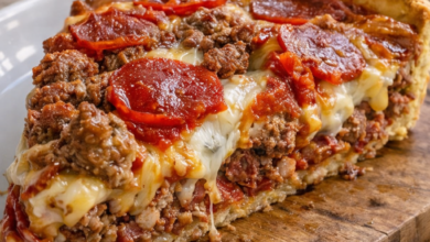 Deep Hamburger Beef Sausage and Pepperoni Pie